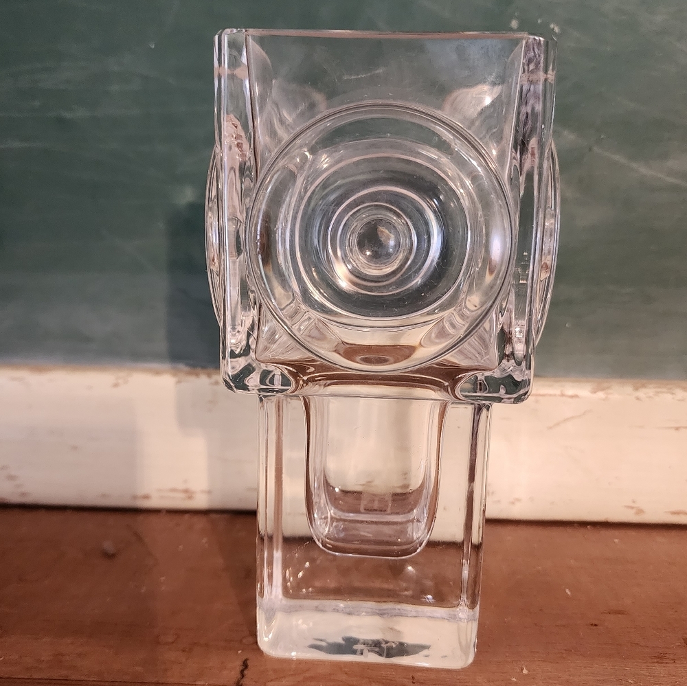 Vintage skruf schweden bengt edenfalk signed scandinavian mcm led glass vase